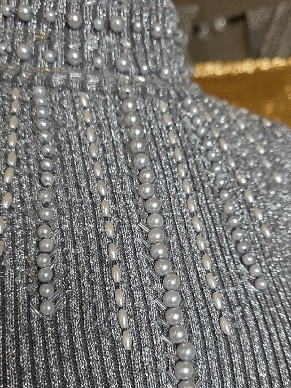 Cache Metallic Ribbed Mock Neck Tank in Silver - Picture 3 of 6